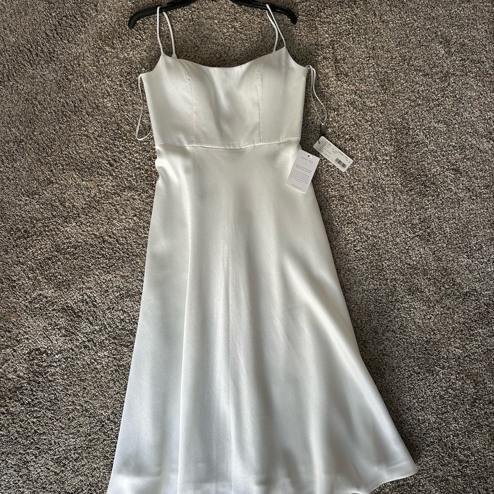 Jenny Yoo Ivory Spaghetti Strap Midi Dress
